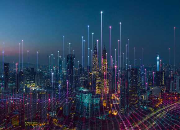 Electricity poles in urban area