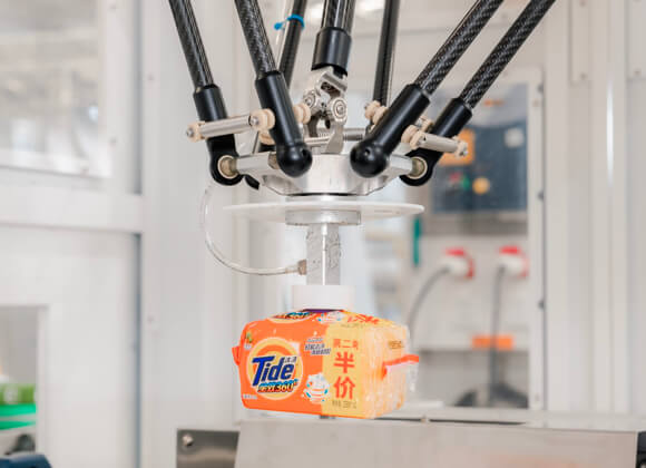Robot is handling a soap