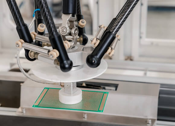 Robot is handling a chip
