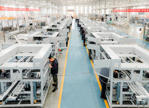 Bright and spacious factory filled with machinery